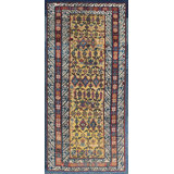 Small Tribal Geometric Antique Yellow Gold Color Caucasian Seychour Wool Pile Rug