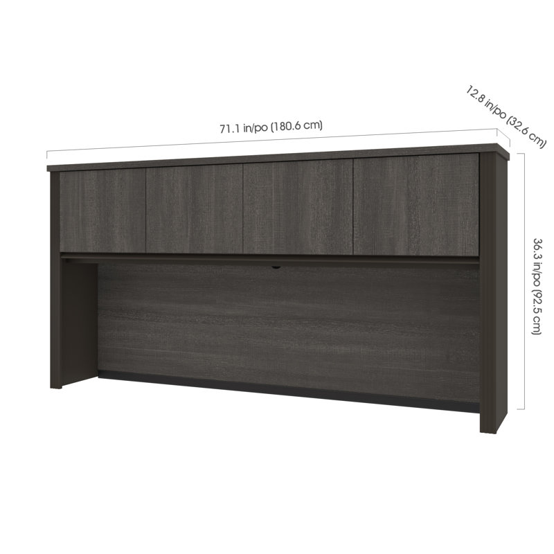 Balendin 36.44" H x 71.13" W Desk Hutch, Bark Gray/Slate