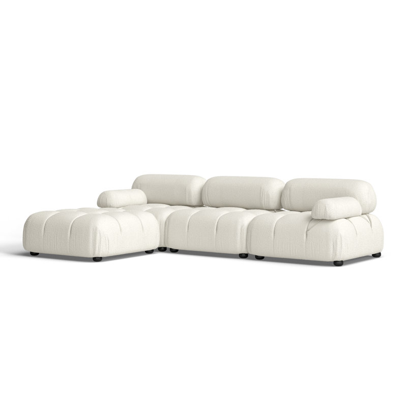 Sigma Upholstered 109.5 " L-Shaped Sectional, Ivory Boucle