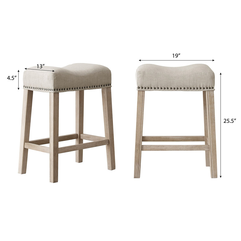 Ensemble de 2 tabourets de comptoir Coco, Brun clair / mélange de polyester