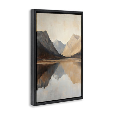 Cadre flottant terracotta Reflections Lake Landscape, design par Petal Prints Design