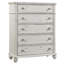 Commode 5 tiroirs Jaqueline, finition blanc antique