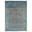 Tapis bleu denim clair en laine noué à la main de conception unique 6 pi 1 po x 8 pi 5 po