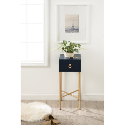 Metal and Wooden Drink Table with Storage