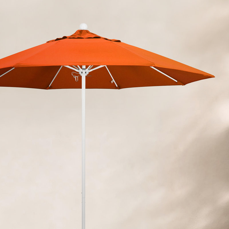 Parasol de marché 9 pi Maria, Argent argent, Sunbrella® mangue rayé Dolce