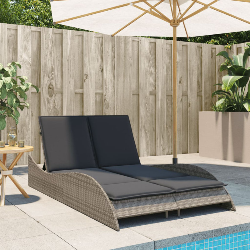  Chaise longue de patio gris clair