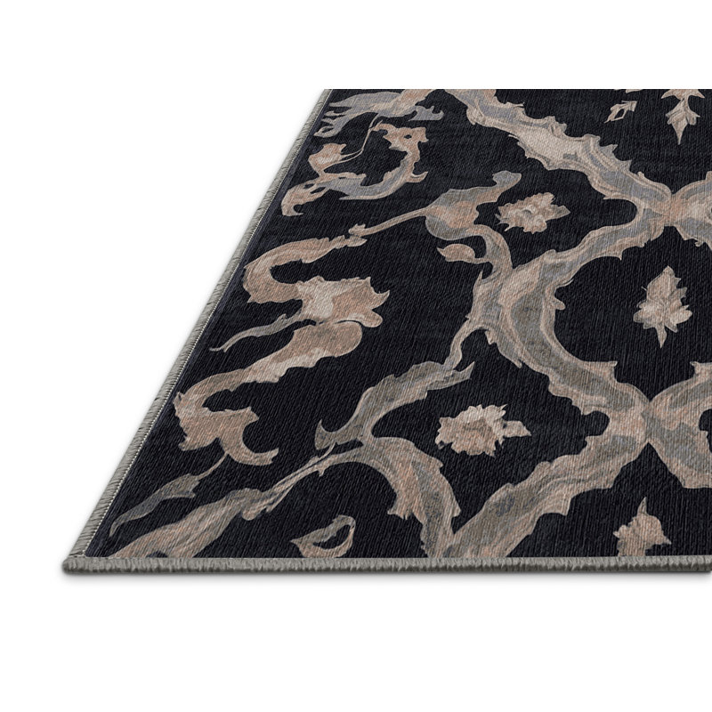 Machine Washable Gray Area Rug, Square 4'