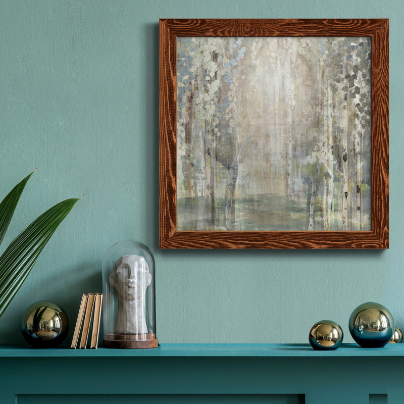 «Blossoms in Mist», peinture sur toile encadrée, H 17 po x l 17 po x P 1,5 po, Érable encadré