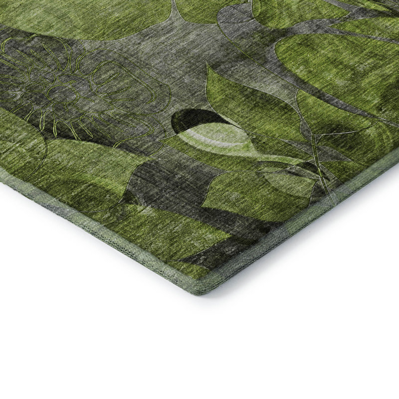 Tapis fougère de qualité supérieure lavable à la machine Cerrito AMF558, Tapis de couloir 2 pi 3 po x 7 pi 6 po