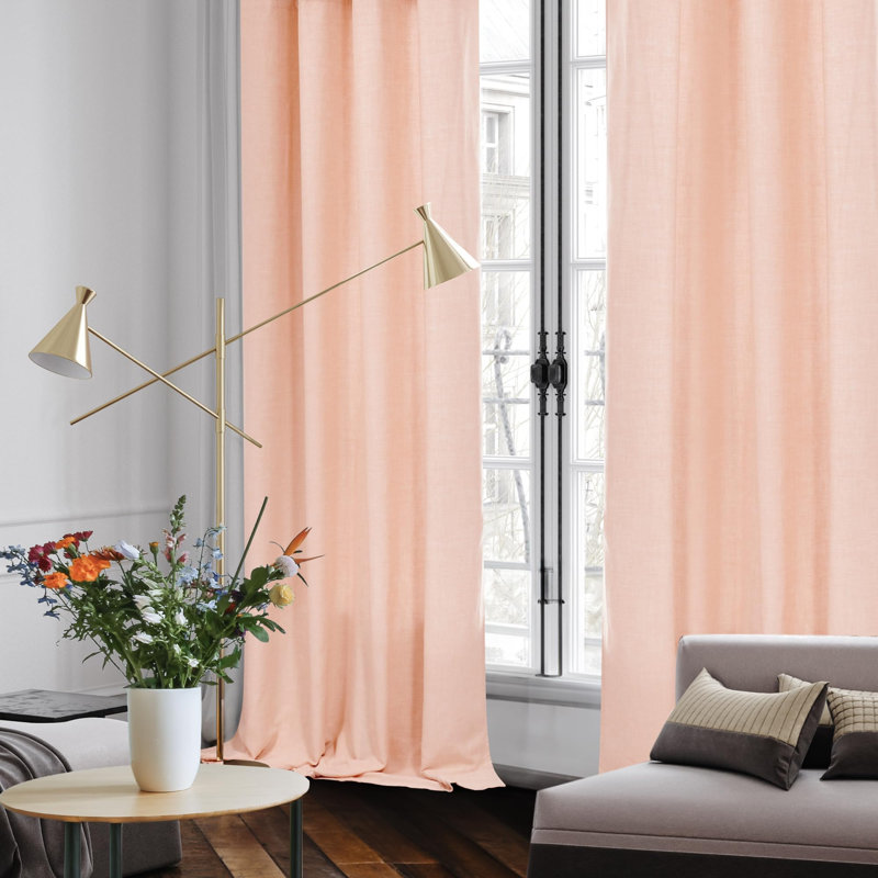 Double Liner Lightweight Linen With TPU Coating Blackout Curtains (Set Of 2), 52" W x 84" L, Pink