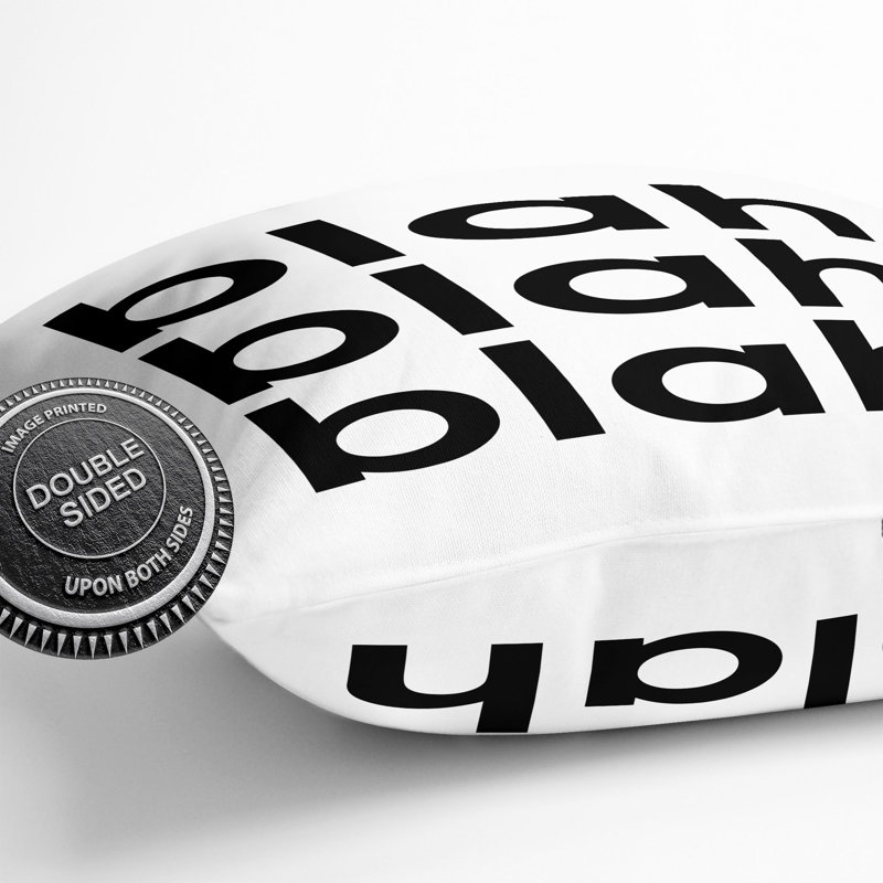 Blah Blah Blah Typography Square Throw Cushion, 55cm H x 55cm W x 20cm D
