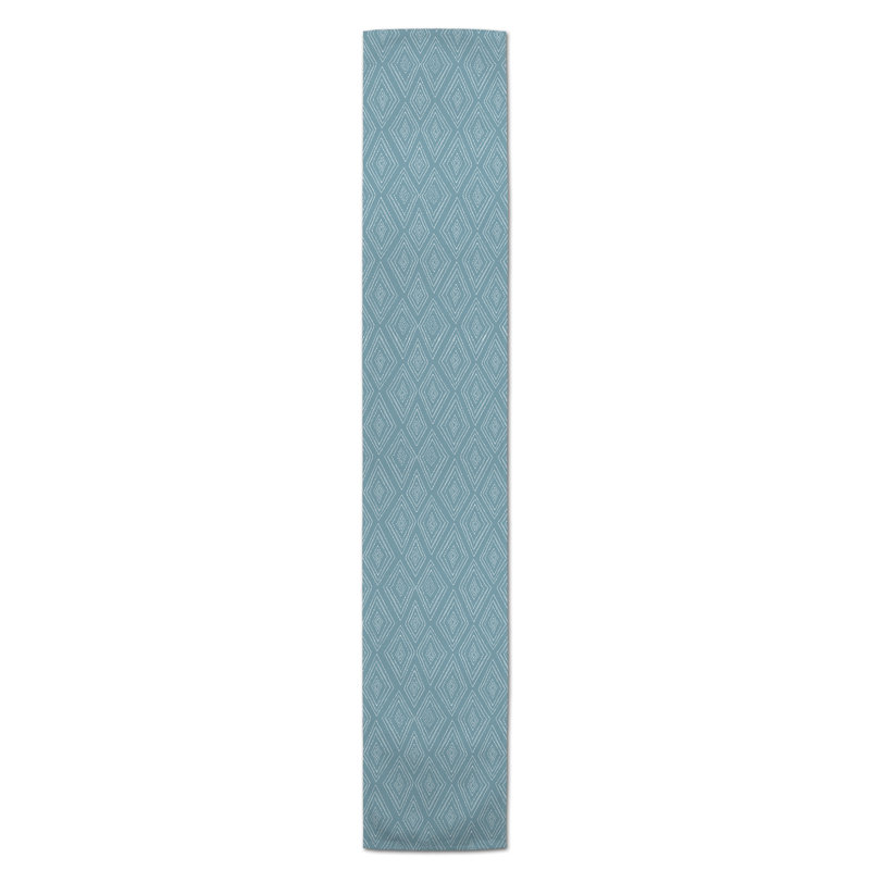 Chemin de table roughhexagon Askerby, 72 po x 16 po, Bleu ciel, Diamon tribal Macclesfield