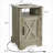 16" Light Grey Farmhouse Nightstand with Charging Station & Storage, Rustic Bedroom Bedside Table, Sofa Side End Table-106406759-106406755