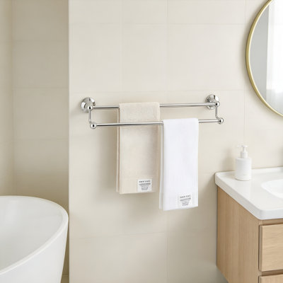 Porte-serviettes double, support mural en alliage de zinc et acier inoxydable pour salle de bain vintage, industrielle et luxueuse