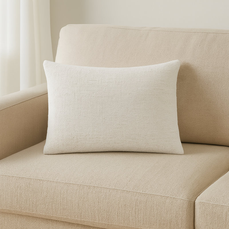 Coussin Modern, Rectangle H 12 po x l 20 po, Ivoire ivoire