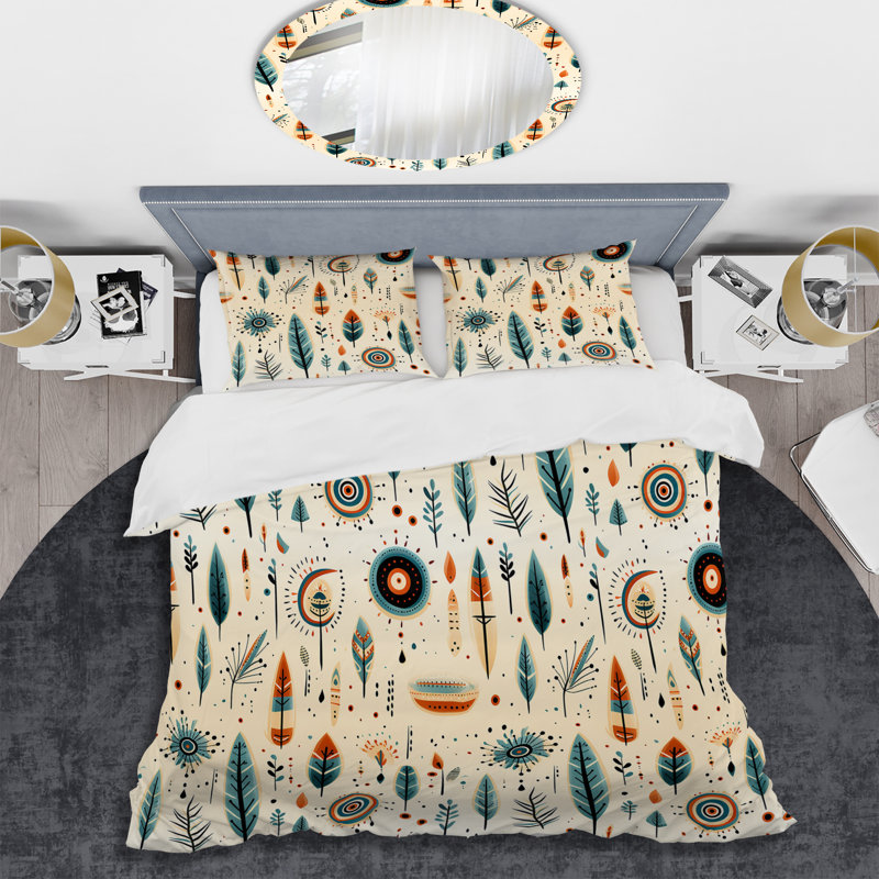Ensemble de housse de couette Tribal Harmony Boho, Housse de couette simple + 1 taie décorative stan