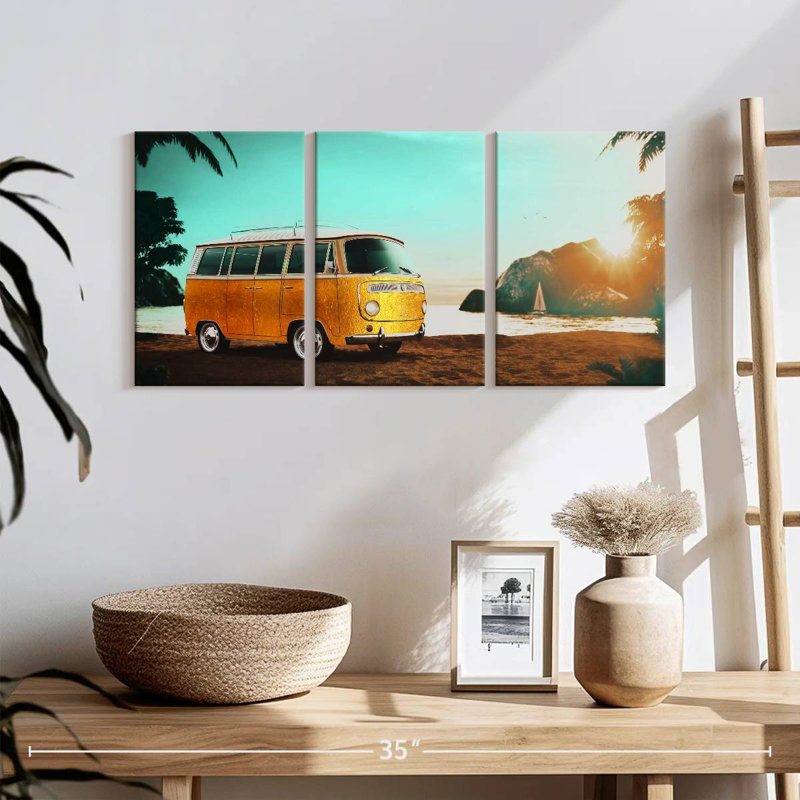 Reproduction d'art sur toile Golden Golden Bus, H 12 po x l 26 po x P 1 po