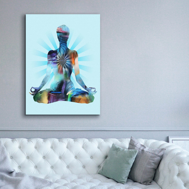 Art mural sur toile Winston Porter «Lotus Pose Moon» par Tim Parker, H 54 po x l 40 po x P 1,5 po