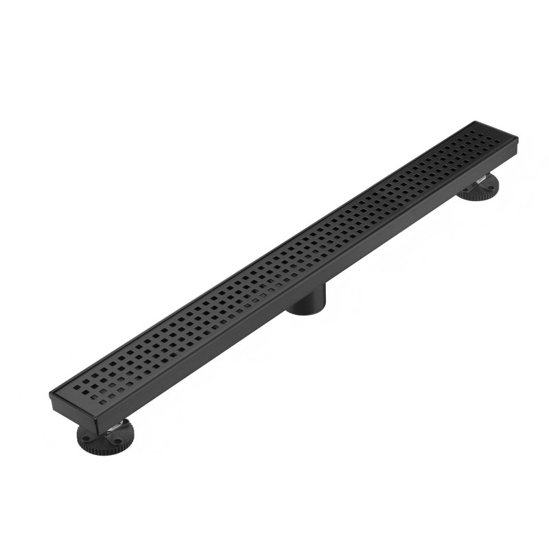 FirmBase 32" Matte Black linear grid drain, Matte Black