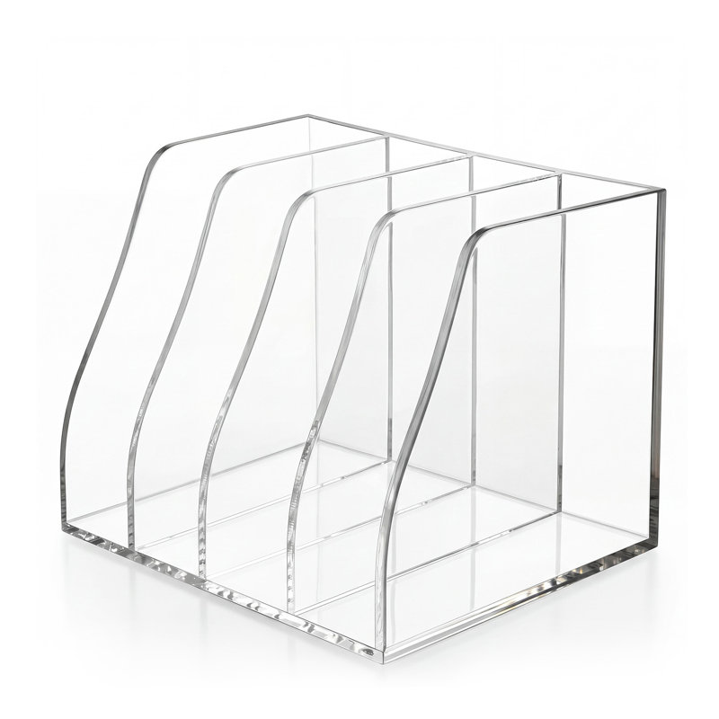Rangement de bureau en acrylique 4 fentes, classeur et organisateur de livres pour le bureau, 19" H x 21" W x 23" D
