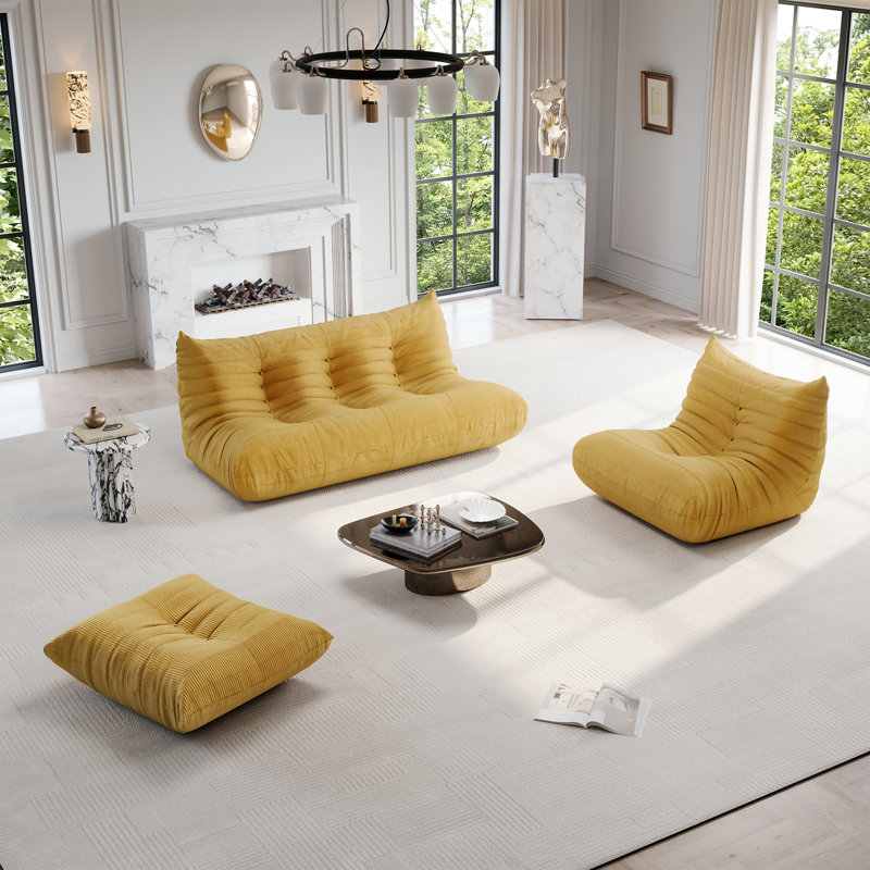 Lazy Sofa, Upholstered Armless Sofa, Fireside Bean Bag Chair Lounger,  Compression Floor Sofa Modern Comfy Bean Bag Sofa Couch in Multiple Colors for Living Room Bedroom Apartment