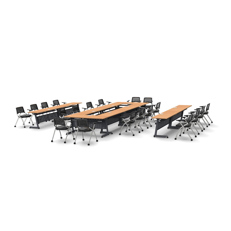 Beni 20 Person Training Meeting Seminar Tables with Modesty Panels and 20 Chairs Complete 30 Pc Set