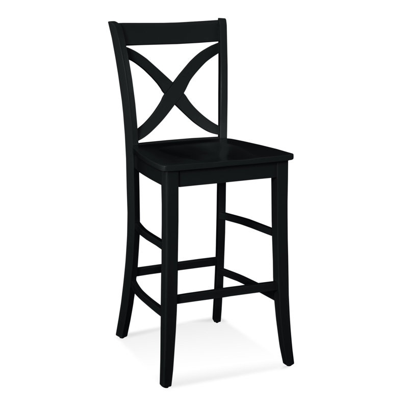 Hues Solid Wood Stool, Black Finish, Counter Stool (24" Seat Height)