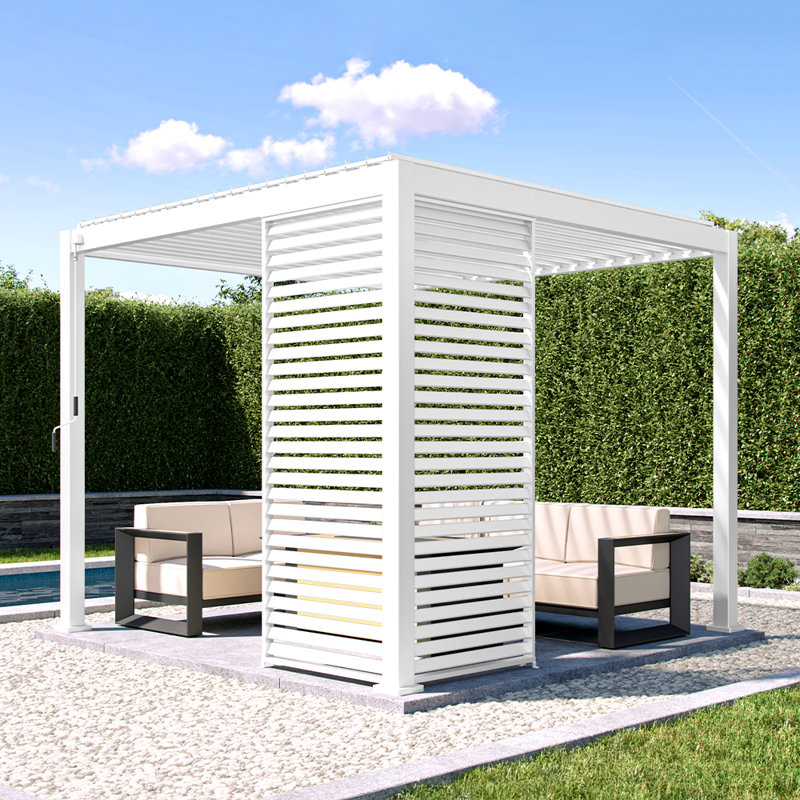 Pare-soleil à persiennes en aluminium, 1/3 x 10ft., Blanc