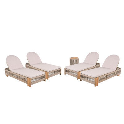 Outdoor Chaise Lounge Set, Patio Lounge Chairs W/Adjustable Backrest And Look Side Table