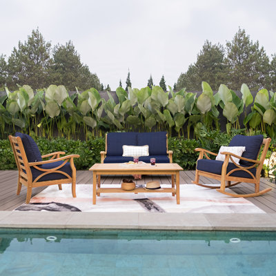 Malena 4 - Person Teak Outdoor Conversation Set With Cushions