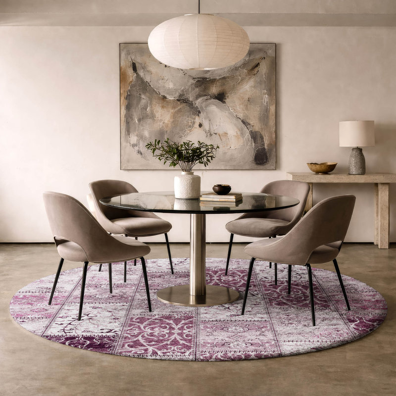 Premium Machine Washable Dream Shag ADS566 Panel Rug, Burgundy, 8' Round