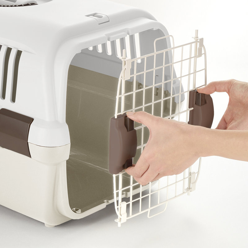 Cage de transport pour animal domestique, Blanc/brun, Très petit (H 11,2 po x l 12,4 po x P 18,5 po)