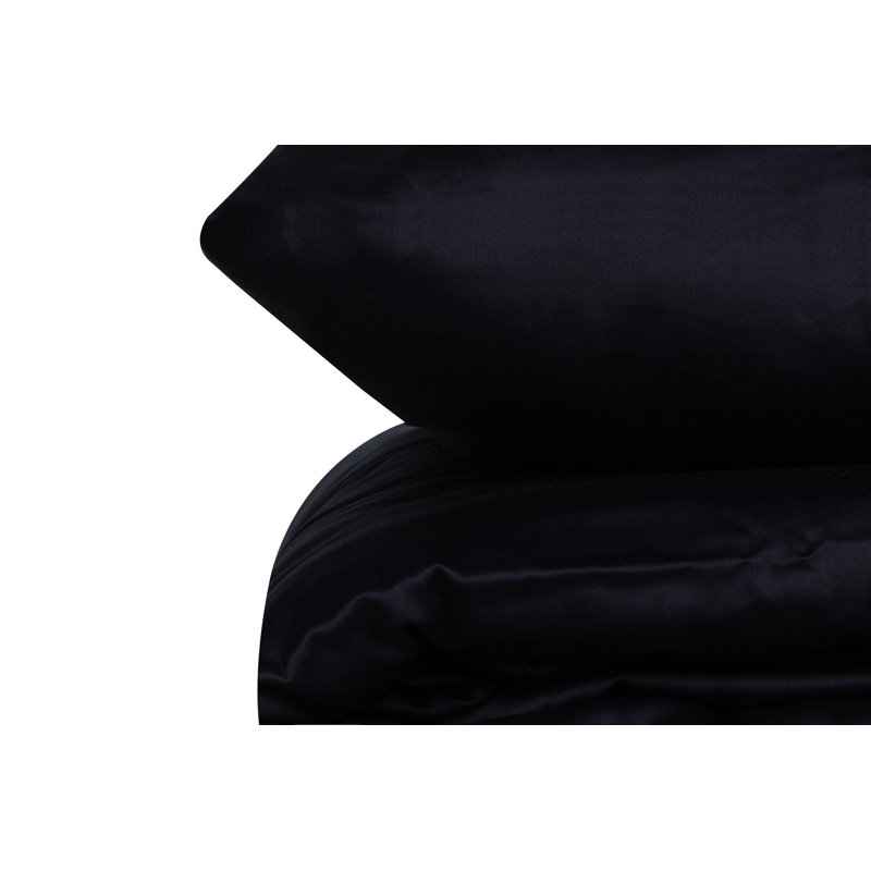 Momeyer Solid Colour Duvet Cover Set with Pillowcases, Dark Blue