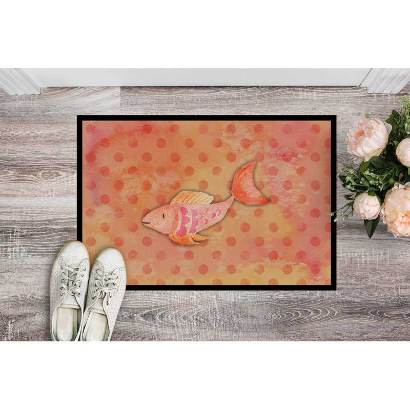 Tapis d’extérieur antidérapant en aquarelle de poisson, Rectangle 24 po x 36 po