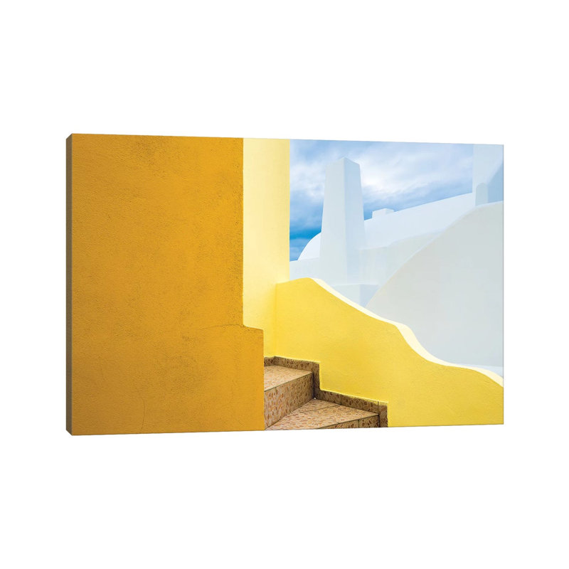 Europe, Greece, Santorini. Stairs and Building Shapes. 1 Piece Wrapped Canvas Wall Art, 101.6 cm H x 66.04 cm W