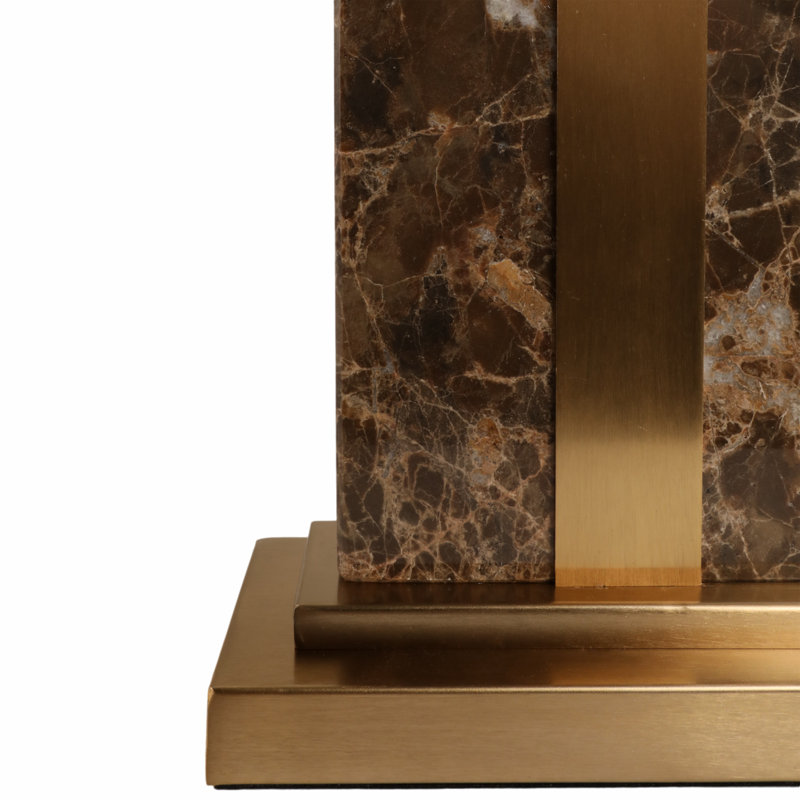 Everly Quinn 26X16" Rectangle Marble Lamp With Antique Brass, Brown