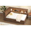 Lit de jour en bois pleine grandeur avec tablettes de rangement, USB, DEL et lit gigogne-1742525312