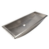 Trough Copper Hand Hammered Rectangular Drop-In Bathroom Sink