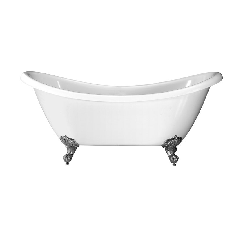 Merrick 69'' x 28'' Soaking Acrylic Bathtub, Brushed Nickel