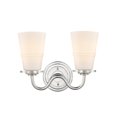 Almirka - 2 Light - 14 inch - Polished Chrome - White Shade - Bath Vanity Light