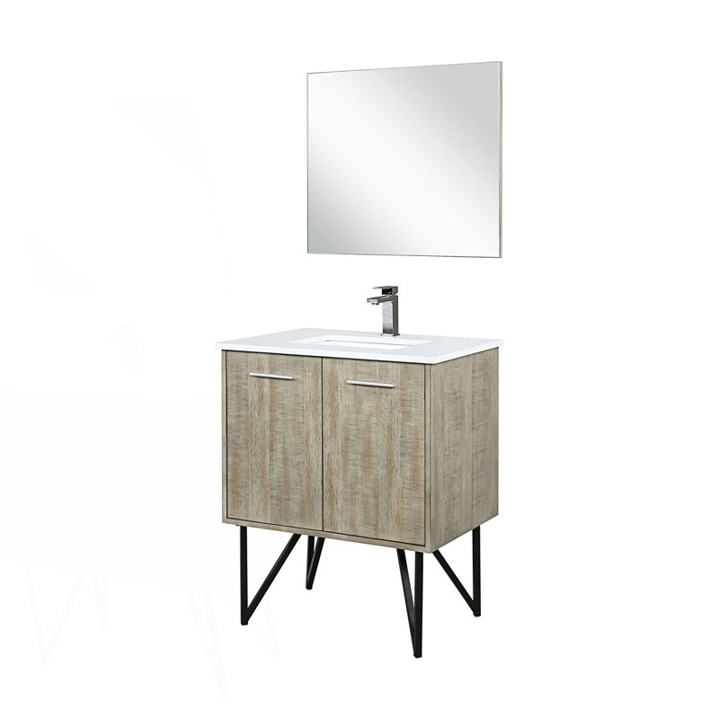 30 po X P 20 po De salle de bain rustique avec plateau en marbre de culture, robinet en métal Miroir, Gun Metal, 30"