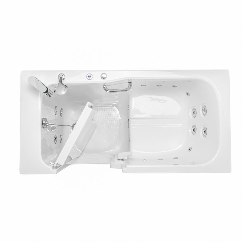 Ella Standard Acrylic Hydro Massage w/ Independent Foot Massage Walk in Tub 30"x60", Left Inward Swing Door, 2 Piece Faucet