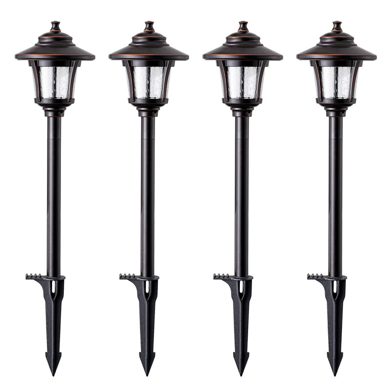 Ensemble de lumières de sentier à DEL intégrées en aluminium satiné noir basse tension pour l'extérieur