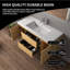 Meuble-lavabo mural simple 48 po avec plateau en pierre blanc brillant et 2 tiroirs A.Oak Modern-556074375