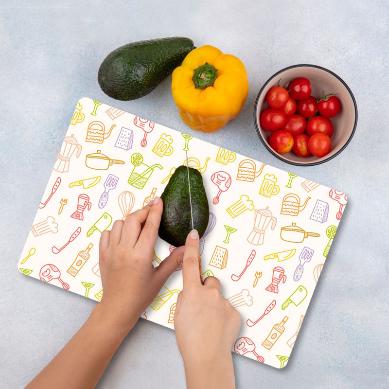 Tempered Glass Cutting Board, 7.9 x 11.8 inches | 100% Antibacterial, Easy-Clean Surface, Non-Slip Silicone Feet | Perfect for Food Prep & Serving, Durable & Stylish Kitchen Essential, Not Dishwasher Safe
