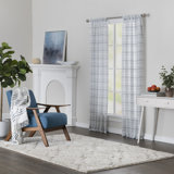 Cemya 100% Polyester Light Filtering Horizontal Stripped Curtain Panel with Rod Pocket Top 