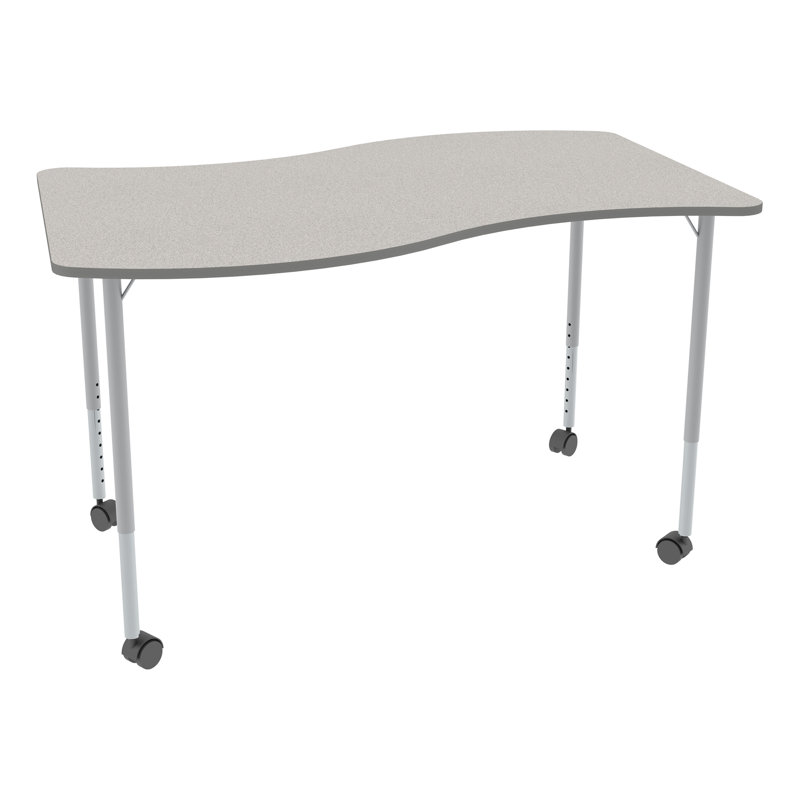 Table d'activité à hauteur ajustable avec roulettes Structure Series Wave, L 48 po x l 30 po, gris, Gris / Argent