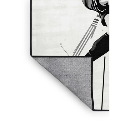 Machine Washable Aust Soccer Player Kick Modern Geometric Rug in Brown – Black Binding