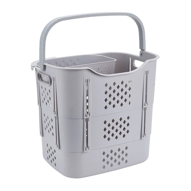 Plastic Laundry Basket with Handles, Grey