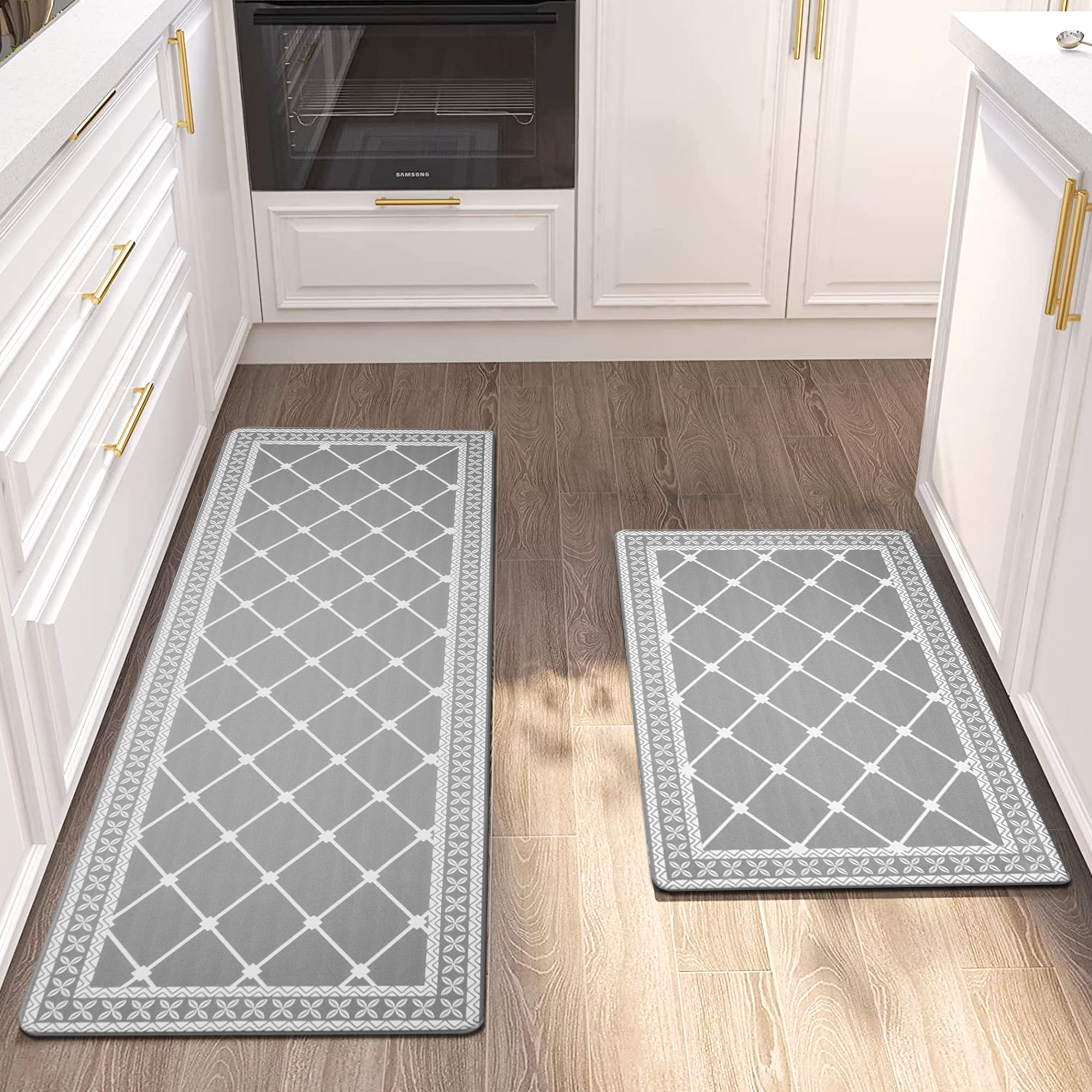 Comfort Mat Kitchen Rug Anti Fatigue for Counter Floor, Large Thick  Waterproof Washable Non Slip Rubber Padded Kitchen Sink Mats,Set of 2,Gray